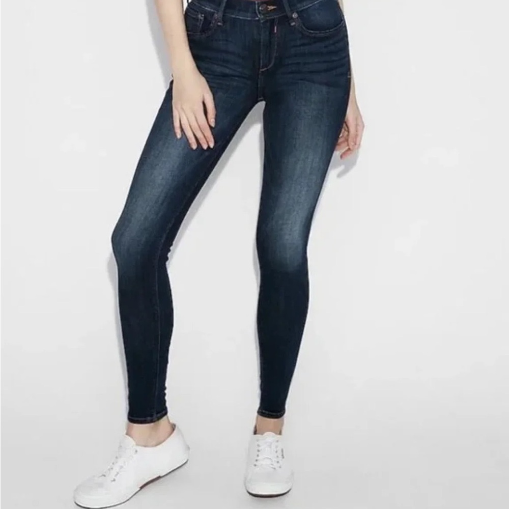 ✨ Express Dark Blue Stretch Mid Rise Legging Skinny Jeans